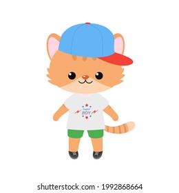 Cute character of cat in casual. Cartoon flat style. Vector illustration