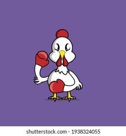 cute character chicken angry  fighting