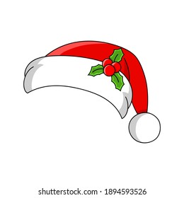 Cute character Christmas hat. Winter theme. Colorful vector illustration in cartoon style isolated on white background. Design element. Template for your design, books, stickers, cards, posters, clothes.