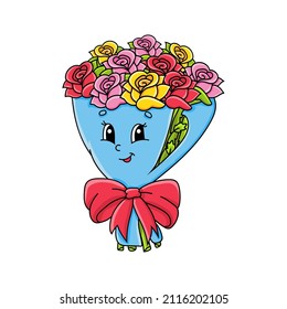 Cute character. Colorful vector illustration. cartoon style. Isolated on white background. Valentine's Day. Template for your design, books, stickers, cards, posters, clothes.