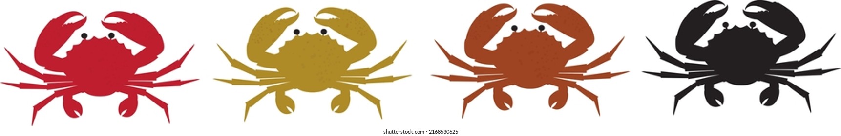 Cute character of crab crab vector icon illustration Red black and white material