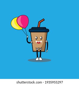 cute character cup with balloons