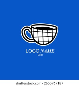 Xícara de personagem bonito. Tumblr. Logo do café. Ilustração do design da marca