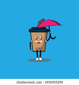 cute character cup with umbrella