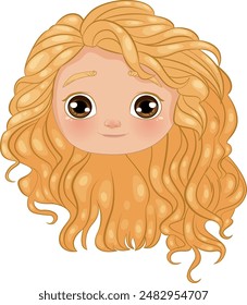 Cute character with curly blonde hair