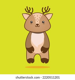 Cute Character deer cartoon vector  illustration animal 