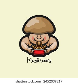 Cute character delicious ramen with mushroom concept design