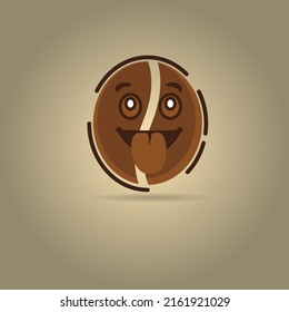 cute character design of coffee "sticking out your tongue"