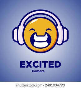 Cute character design of a excited gamers wearing headphones