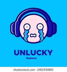Cute character design of a unlucky gamers wearing headphones