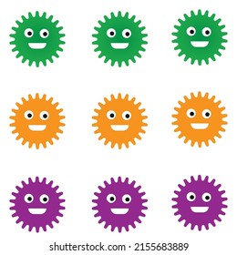 cute character design with various color and smile face