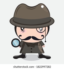 Detective con bigote. Vector eps 10.