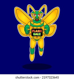 cute character, dragonfly and butterfly symbol, suitable for promotional media needs, flyers, business, social media feeds and others