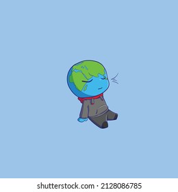 The cute character of earth feeling relaxed