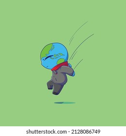 El carácter lindo de la ilustración del icono del salto terrestre hacia abajo