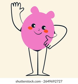 Cute character element with facial expression. Doodle style isolated vector illustration.