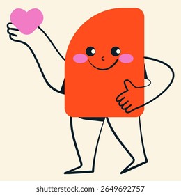 Cute character element with facial expression. Doodle style isolated vector illustration.