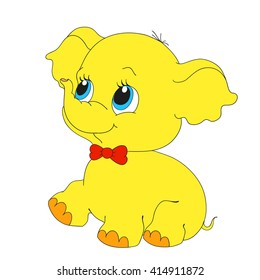 Cute character elephant with a bow