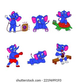 cute character, elephant illustration vector,