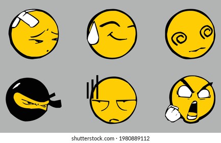 cute character emoticon yellow face