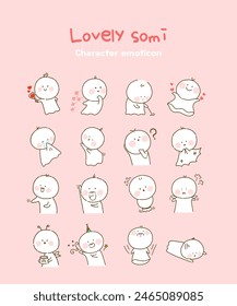 Cute character facial expression emoticon set