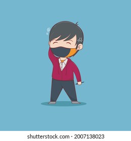 cute character factory designer wearing a mask,vector design,cartoon design