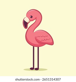 personagem bonito flamingo cor-de-rosa pássaro personagem vetor para elementos, adesivo e clipart