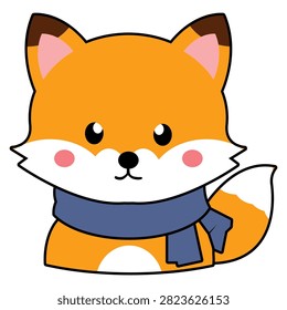 Cute Character Fox with Blue Syal Cute Character Fox with Blue Syal