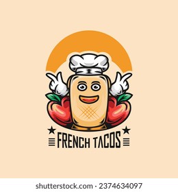 Diseño del logotipo de tacos franceses de carácter corto