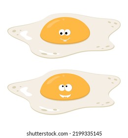 Cute character fried eggs. Color isolated Vector illustration of kawaii cartoon.