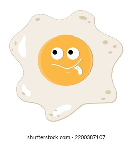 Cute character fried eggs. Color isolated Vector illustration of kawaii cartoon.