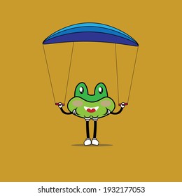 cute character frog playing parachute