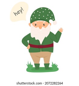 Cute character garden gnome. Contemporary Japanese style. Fabulous hero. Isolated on blom background. Icon. For your design.