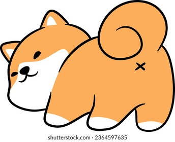 Cute character of happy and attractive shiba inu dog in vector illustration style