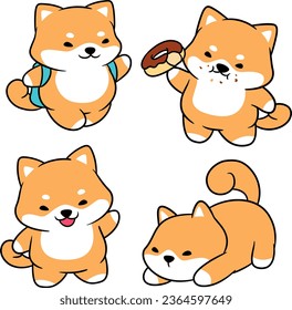 Cute character of happy and attractive shiba inu dog in vector illustration style