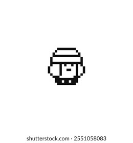 Netter Charakter in diesem Pixel-Art-Symbol. Logo für Spieledesign. 8-Bit. Abstrakte einzelne Vektorgrafik. Spielmaterial. Design für Aufkleber, Web, mobile App.