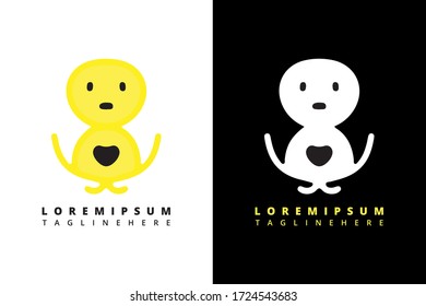 Cute Character and heart logo design concept.Modern minimalist, hipster, and simple elegant style. 