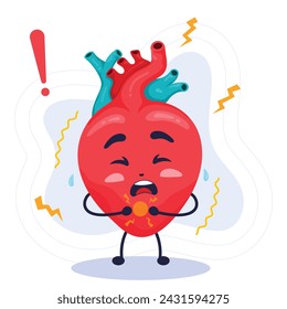 Personaje lindo humano de ataque al corazón ilustración vectorial
