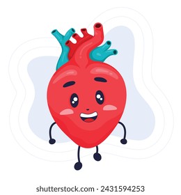 Personaje lindo corazón humano caminando ilustración vectorial