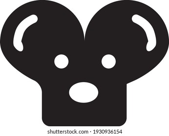Cute character icon. Simple black icon sign in flat style 
isolated on white background. 
Simple vector symbol for web site design or button to mobile app. 
Vector illustration.