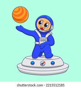 cute character, illustration of astronauts, astronauts and planet elements, suitable for the needs of social media post elements, flayers, children's books and etc...