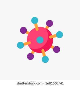 Cute character illustration of corona virus in flat minimalist style with colorful scheme color