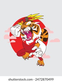 cute character illustration design for sukajan is mean japan traditional cloth or t-shirt with digital hand drawn Embroidery Men T-shirts Summer Casual Short Sleeve Hip Hop T Shirt Streetwear