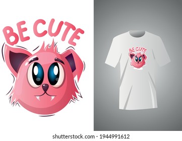Cute character illustration, t shirt design, funny cat.