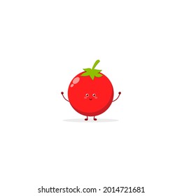 cute character illustration tomato smile happy pose set collection mascot logo