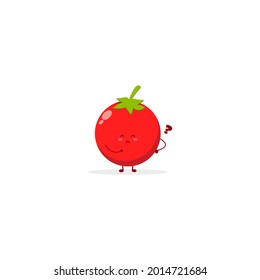 cute character illustration tomato smile happy pose set collection mascot logo