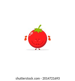 cute character illustration tomato smile happy pose set collection mascot logo