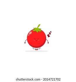 cute character illustration tomato smile happy pose set collection mascot logo