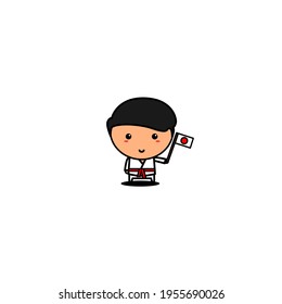 cute character of karate kid,cute style for t shirt, sticker, logo element
