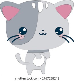 Cute Character Kawaii Gray Kitten